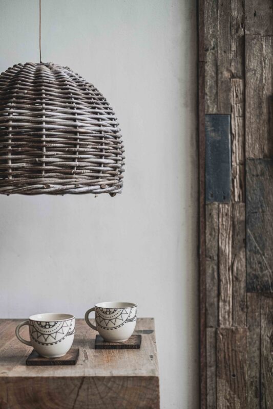 Coasters near lamp