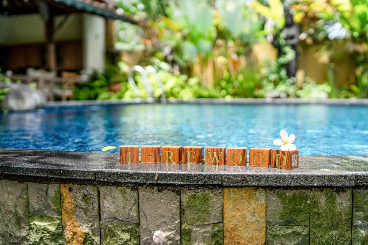 Cubes near pool